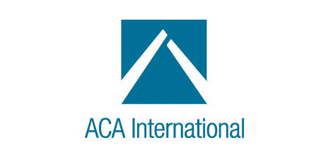 Aca international branding on a white background.