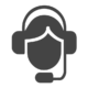A black icon of a woman wearing headphones, representing the marketing of receivables or debt buyer services.
