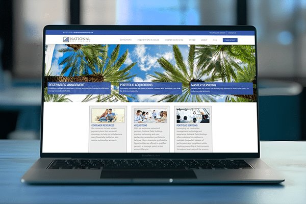 A laptop showcasing a captivating palm tree on the screen - an ideal choice for marketing professionals in the debt buyer and collection agency industry.