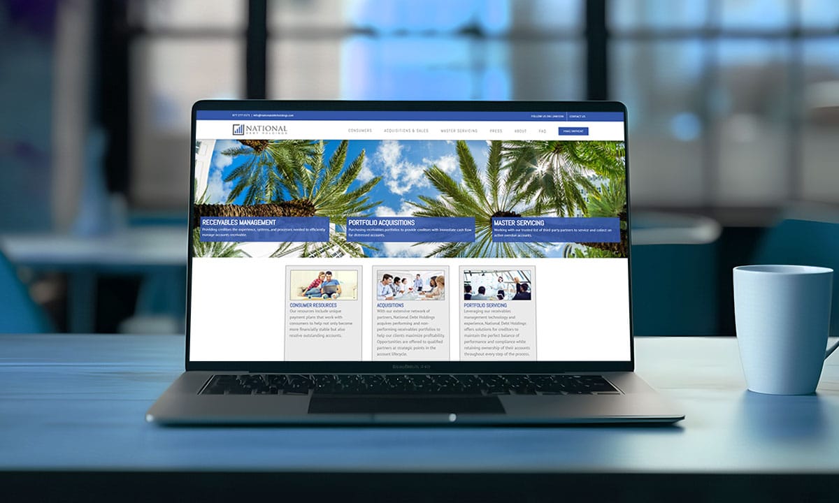 A laptop with brandingArc is sitting on a table with palm trees in the background.