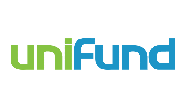 Logo with the text "unifund" in green and blue letters.